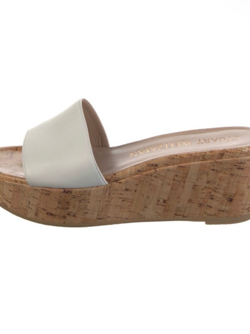 Stuart Weitzman Cream Cork Wedge Slide Sandals